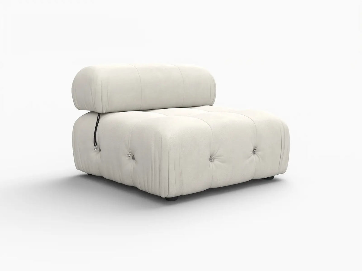 Éther Beige 1-Seater Single Sofa | 1-Piece, Velvet Fabric, Fixed Upholstery