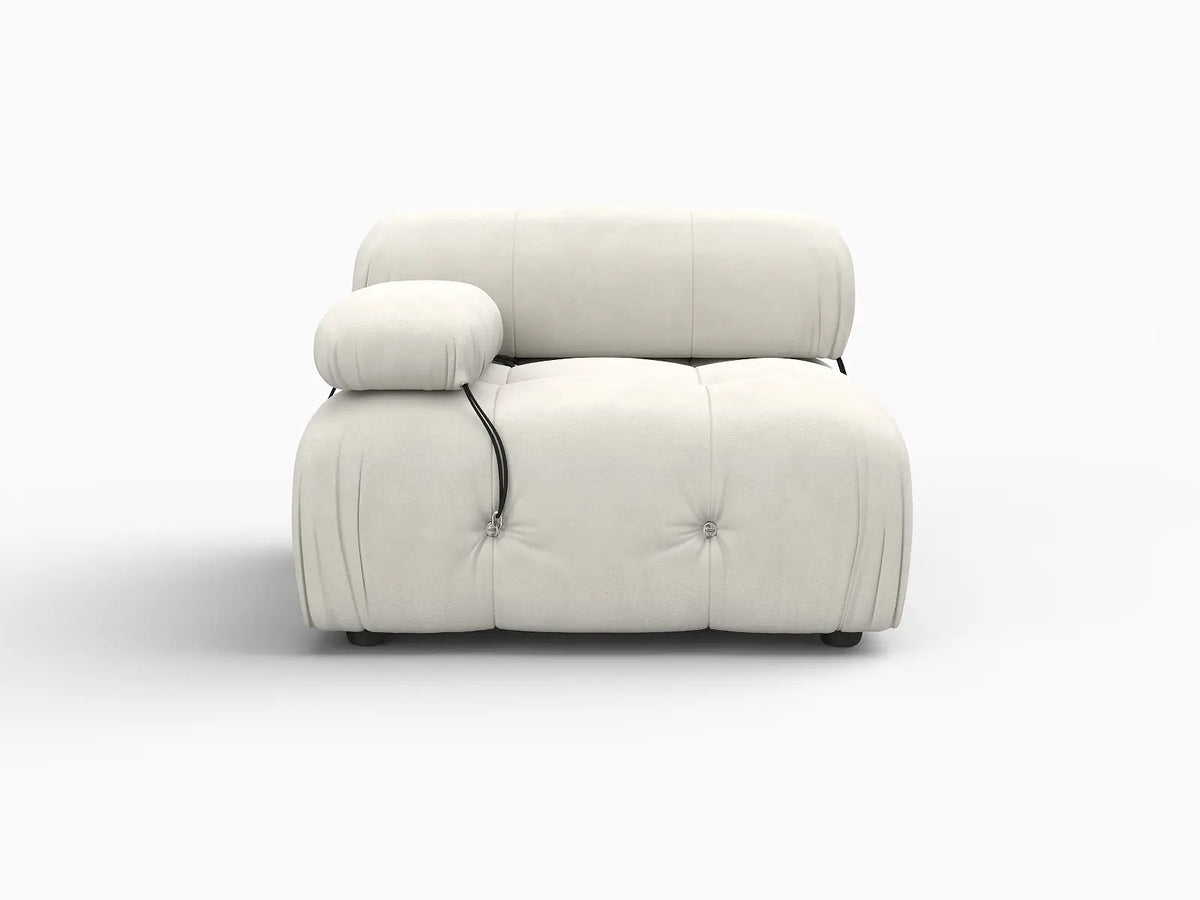 Éther Beige 1-Seater Single Sofa | 1-Piece, Velvet Fabric, Fixed Upholstery