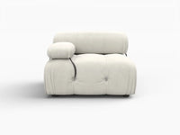 Éther Beige 1-Seater Single Sofa | 1-Piece, Velvet Fabric, Fixed Upholstery