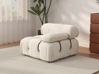 Éther Beige 1-Seater Single Sofa | 1-Piece, Velvet Fabric, Fixed Upholstery