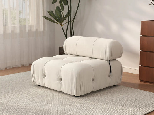 Sofá modular individual Matrix de 1 plaza, color beige | 1 pieza, tela de terciopelo, para espacios pequeños