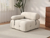 Éther Beige 1-Seater Single Sofa | 1-Piece, Velvet Fabric, Fixed Upholstery