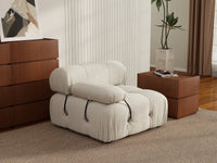 Éther Beige 1-Seater Single Sofa | 1-Piece, Velvet Fabric, Fixed Upholstery