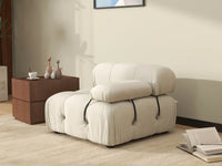 Éther Beige 1-Seater Single Sofa | 1-Piece, Velvet Fabric, Fixed Upholstery