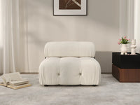 Éther Beige 1-Seater Single Sofa | 1-Piece, Velvet Fabric, Fixed Upholstery