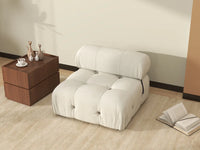 Éther Beige 1-Seater Single Sofa | 1-Piece, Velvet Fabric, Fixed Upholstery