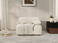 Éther Beige 1-Seater Single Sofa | 1-Piece, Velvet Fabric, Fixed Upholstery