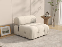 Éther Beige 1-Seater Single Sofa | 1-Piece, Velvet Fabric, Fixed Upholstery
