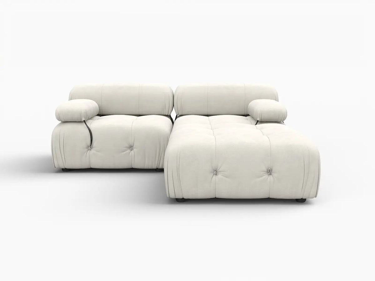 Éther Beige 2-Seater Chaise Sectionals | 3-Piece (includes 1 ottoman), Velvet Fabric, Fixed Upholstery