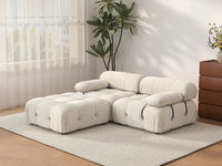 Éther Beige 2-Seater Chaise Sectionals | 3-Piece (includes 1 ottoman), Velvet Fabric, Fixed Upholstery