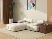 Éther Beige 2-Seater Chaise Sectionals | 3-Piece (includes 1 ottoman), Velvet Fabric, Fixed Upholstery
