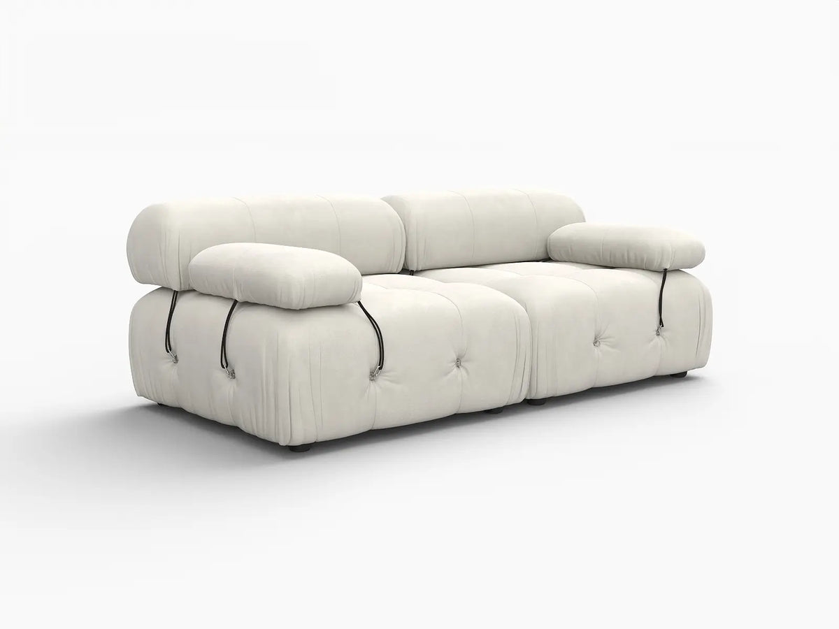 Éther Beige 2-Seater Loveseats | 2-Piece, Velvet Fabric, Fixed Upholstery