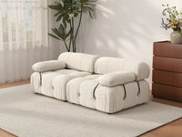 Éther Beige 2-Seater Loveseats | 2-Piece, Velvet Fabric, Fixed Upholstery