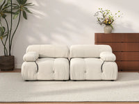 Éther Beige 2-Seater Loveseats | 2-Piece, Velvet Fabric, Fixed Upholstery