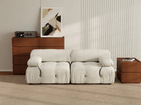 Éther Beige 2-Seater Loveseats | 2-Piece, Velvet Fabric, Fixed Upholstery