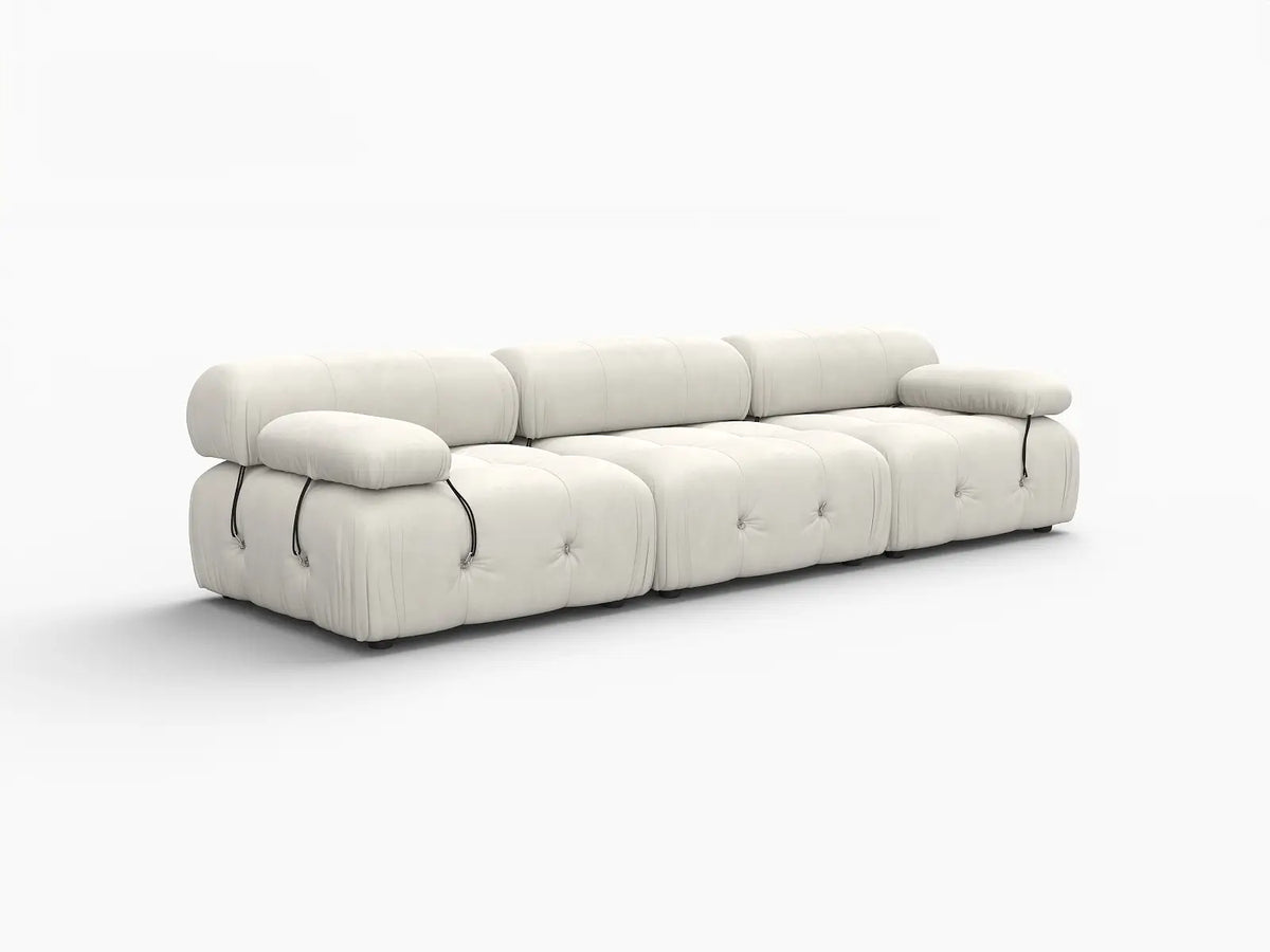 Éther Beige 3-Seater Couch Sectionals | 3-Piece, Velvet Fabric, Fixed Upholstery