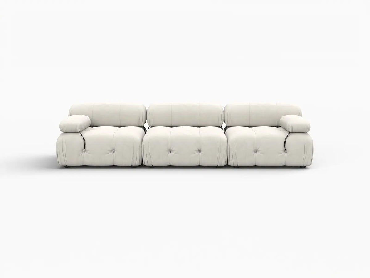 Éther Beige 3-Seater Couch Sectionals | 3-Piece, Velvet Fabric, Fixed Upholstery