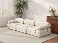 Éther Beige 3-Seater Couch Sectionals | 3-Piece, Velvet Fabric, Fixed Upholstery