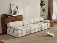 Éther Beige 3-Seater Couch Sectionals | 3-Piece, Velvet Fabric, Fixed Upholstery