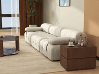 Éther Beige 3-Seater Couch Sectionals | 3-Piece, Velvet Fabric, Fixed Upholstery