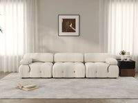 Éther Beige 3-Seater Couch Sectionals | 3-Piece, Velvet Fabric, Fixed Upholstery