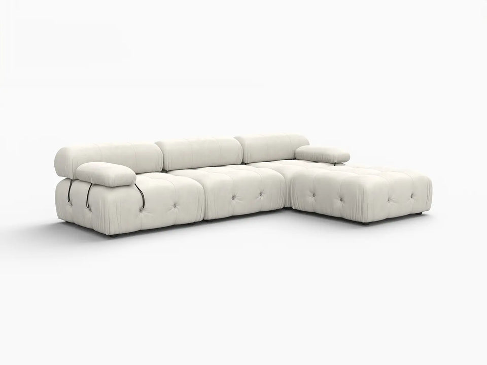 Éther Beige 3-Seater L-Shaped Sectionals | 4-Piece (includes 1 ottoman), Velvet Fabric, Fixed Upholstery