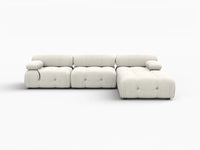 Sofá modular en forma de L Matrix de 3 plazas, color beige | 4 piezas (incluye 1 otomana), tela de terciopelo, gran capacidad.