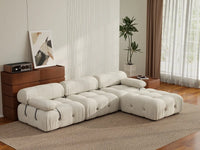 Sofá modular en forma de L Matrix de 3 plazas, color beige | 4 piezas (incluye 1 otomana), tela de terciopelo, gran capacidad.
