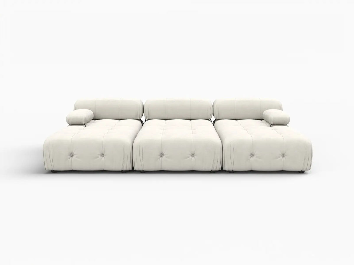 Éther Beige 3-Seater Pit Sectionals | 6-Piece (includes 3 ottomans), Velvet Fabric, Fixed Upholstery