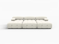 Éther Beige 3-Seater Pit Sectionals | 6-Piece (includes 3 ottomans), Velvet Fabric, Fixed Upholstery