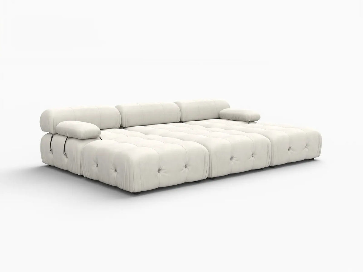 Éther Beige 3-Seater Pit Sectionals | 6-Piece (includes 3 ottomans), Velvet Fabric, Fixed Upholstery