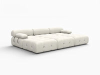 Éther Beige 3-Seater Pit Sectionals | 6-Piece (includes 3 ottomans), Velvet Fabric, Fixed Upholstery