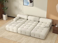 Éther Beige 3-Seater Pit Sectionals | 6-Piece (includes 3 ottomans), Velvet Fabric, Fixed Upholstery