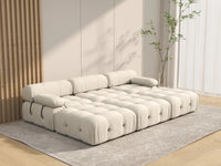 Éther Beige 3-Seater Pit Sectionals | 6-Piece (includes 3 ottomans), Velvet Fabric, Fixed Upholstery