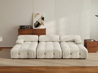 Éther Beige 3-Seater Pit Sectionals | 6-Piece (includes 3 ottomans), Velvet Fabric, Fixed Upholstery