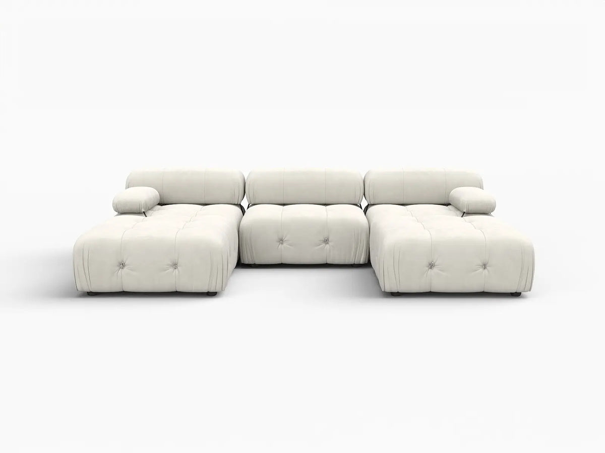 Éther Beige 3-Seater U-Shaped Sectionals | 5-Piece (includes 2 ottomans), Velvet Fabric, Fixed Upholstery