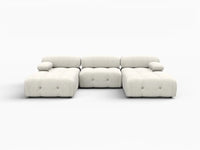 Éther Beige 3-Seater U-Shaped Sectionals | 5-Piece (includes 2 ottomans), Velvet Fabric, Fixed Upholstery