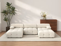 Éther Beige 3-Seater U-Shaped Sectionals | 5-Piece (includes 2 ottomans), Velvet Fabric, Fixed Upholstery