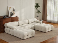Éther Beige 3-Seater U-Shaped Sectionals | 5-Piece (includes 2 ottomans), Velvet Fabric, Fixed Upholstery
