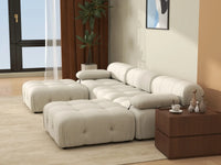 Éther Beige 3-Seater U-Shaped Sectionals | 5-Piece (includes 2 ottomans), Velvet Fabric, Fixed Upholstery