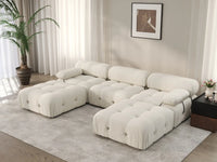 Éther Beige 3-Seater U-Shaped Sectionals | 5-Piece (includes 2 ottomans), Velvet Fabric, Fixed Upholstery