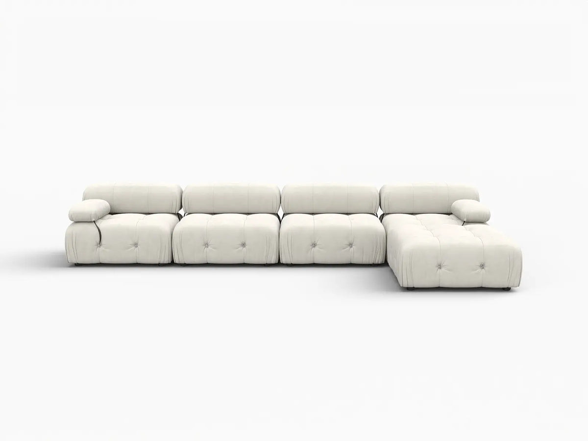 Éther Beige 4-Seater L-Shaped Sectionals | 5-Piece (includes 1 ottoman), Velvet Fabric, Fixed Upholstery