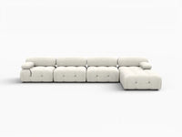 Éther Beige 4-Seater L-Shaped Sectionals | 5-Piece (includes 1 ottoman), Velvet Fabric, Fixed Upholstery