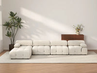 Éther Beige 4-Seater L-Shaped Sectionals | 5-Piece (includes 1 ottoman), Velvet Fabric, Fixed Upholstery