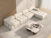 Éther Beige 4-Seater L-Shaped Sectionals | 5-Piece (includes 1 ottoman), Velvet Fabric, Fixed Upholstery