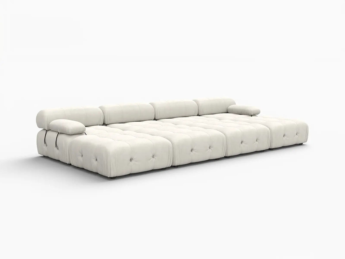 Éther Beige 4-Seater Pit Sectionals | 8-Piece (includes 4 ottomans), Velvet Fabric, Fixed Upholstery