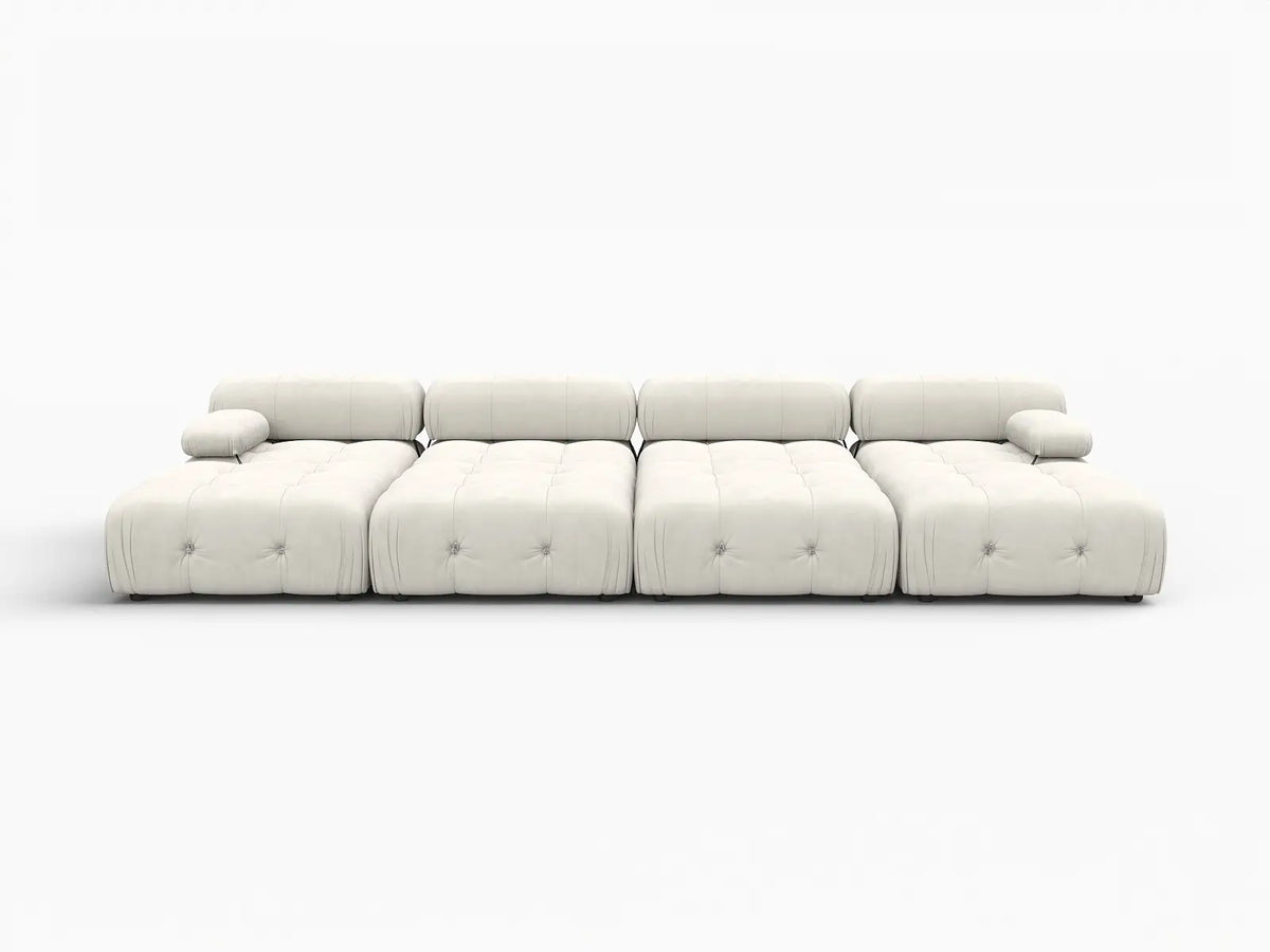 Éther Beige 4-Seater Pit Sectionals | 8-Piece (includes 4 ottomans), Velvet Fabric, Fixed Upholstery