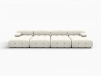 Éther Beige 4-Seater Pit Sectionals | 8-Piece (includes 4 ottomans), Velvet Fabric, Fixed Upholstery