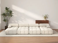 Éther Beige 4-Seater Pit Sectionals | 8-Piece (includes 4 ottomans), Velvet Fabric, Fixed Upholstery