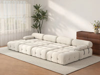 Éther Beige 4-Seater Pit Sectionals | 8-Piece (includes 4 ottomans), Velvet Fabric, Fixed Upholstery